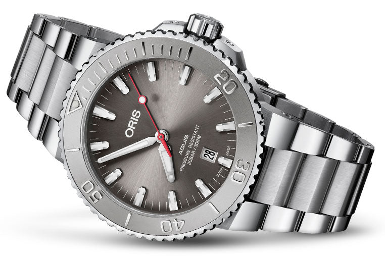Oris Aquis Date Relief Grey Dial Silver Steel Strap Watch for Men - 0173377304153-0782405PEB Buy Now By Oris