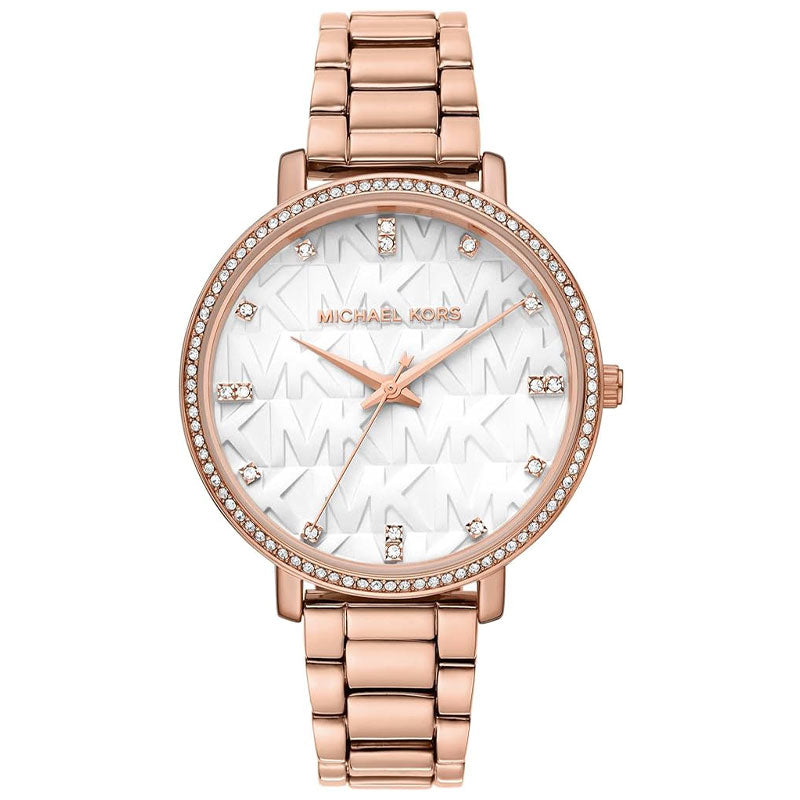 Michael Kors Pyper Three-Hand White Dial Rose Gold Steel Strap Watch For Women - MK4594 Buy Now By Michael Kors