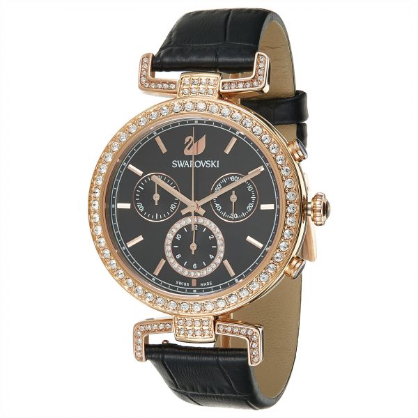 Swarovski Era Journey Chronograph Black Dial Black Leather Strap Watch for Women - 5295320 Buy Now By Swarovski