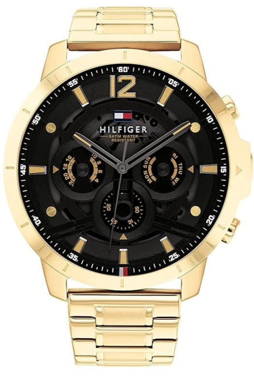 Tommy Hilfiger Luca Chronograph Black Dial Gold Steel Strap Watch For Men - 1710511 Buy Now By Tommy Hilfiger