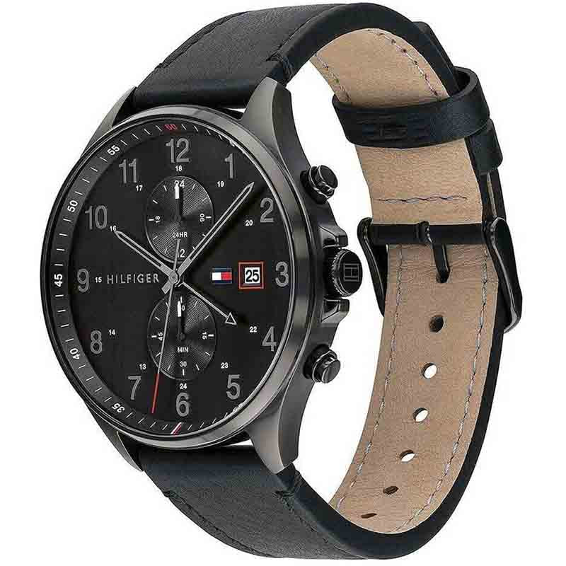 Tommy Hilfiger West Chronograph Black Dial Black Leather Strap Watch For Men - 1791711 Buy Now By Tommy Hilfiger