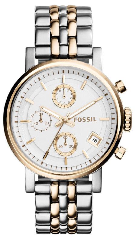 Fossil Original Boyfriend Analog White Dial Two Tone Steel Strap Watch for Women - ES3746 Buy Now By Fossil