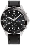 Tommy Hilfiger Larson Chronograph Black Dial Black Leather Strap Watch For Men - 1791984 Buy Now By Tommy Hilfiger