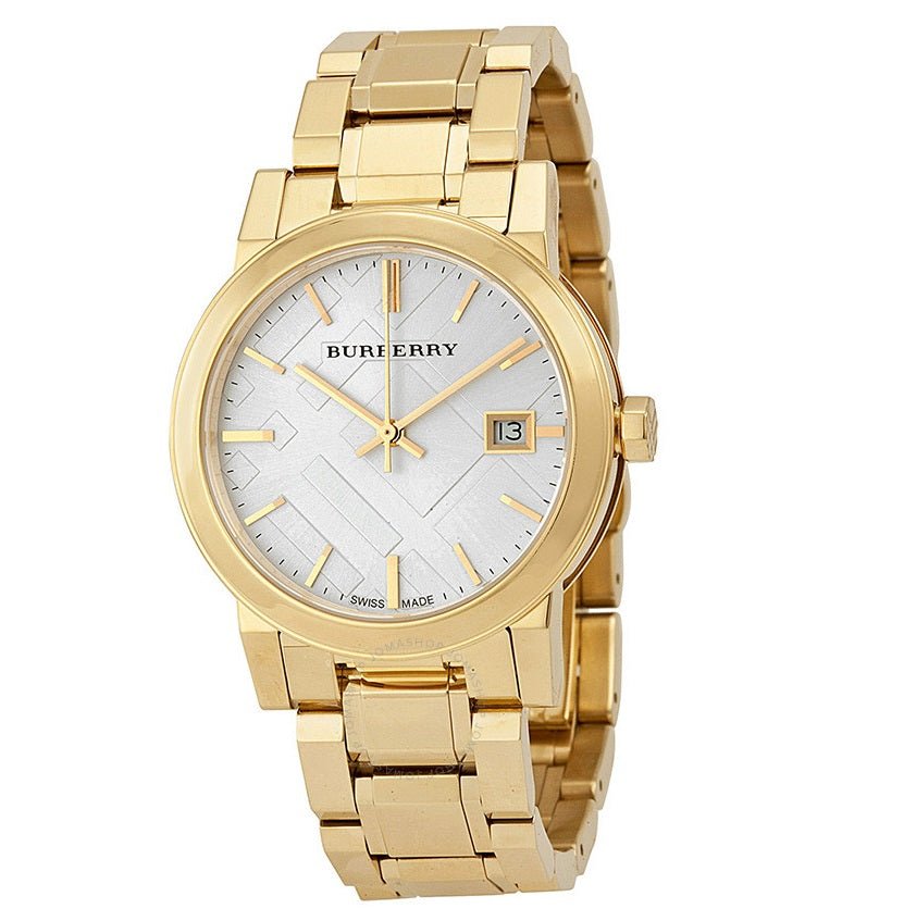 Burberry The City Silver Dial Gold Steel Strap Unisex Watch - BU9003 Buy Now By Burberry