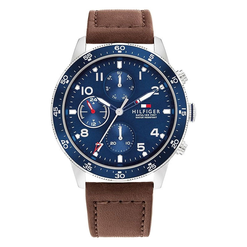 Tommy Hilfiger Jimmy Chronograph Quartz Blue Dial Brown Leather Strap Watch For Men - 1791946 Buy Now By Tommy Hilfiger