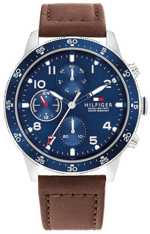 Tommy Hilfiger Jimmy Chronograph Quartz Blue Dial Brown Leather Strap Watch For Men - 1791946 Buy Now By Tommy Hilfiger