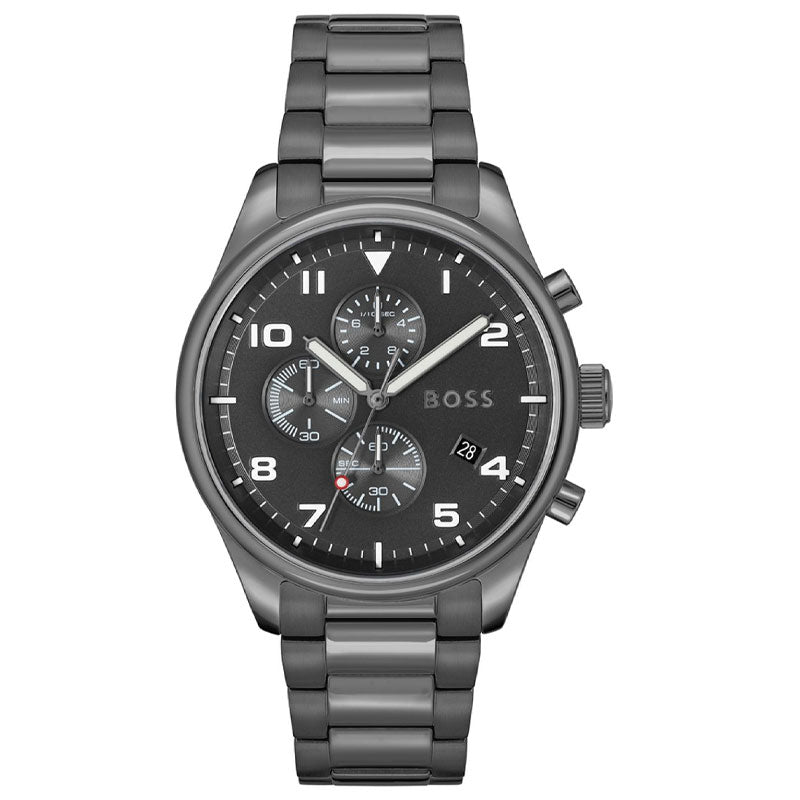 Hugo Boss View Chronograph Grey Dial Grey Steel Strap Watch For Men - 1513991 Buy Now By Hugo Boss
