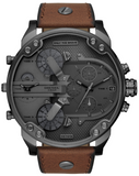 Diesel Mr Daddy Chronograph Grey Dial Brown Leather Strap Watch For Men - DZ7413 Buy Now By Diesel