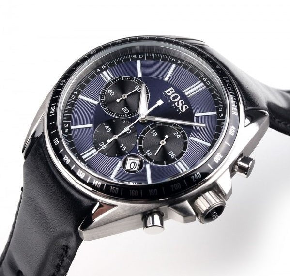 Hugo Boss Driver Sport Chronograph Blue Dial Black Leather Strap Watch for Men - 1513077 Buy Now By Hugo Boss