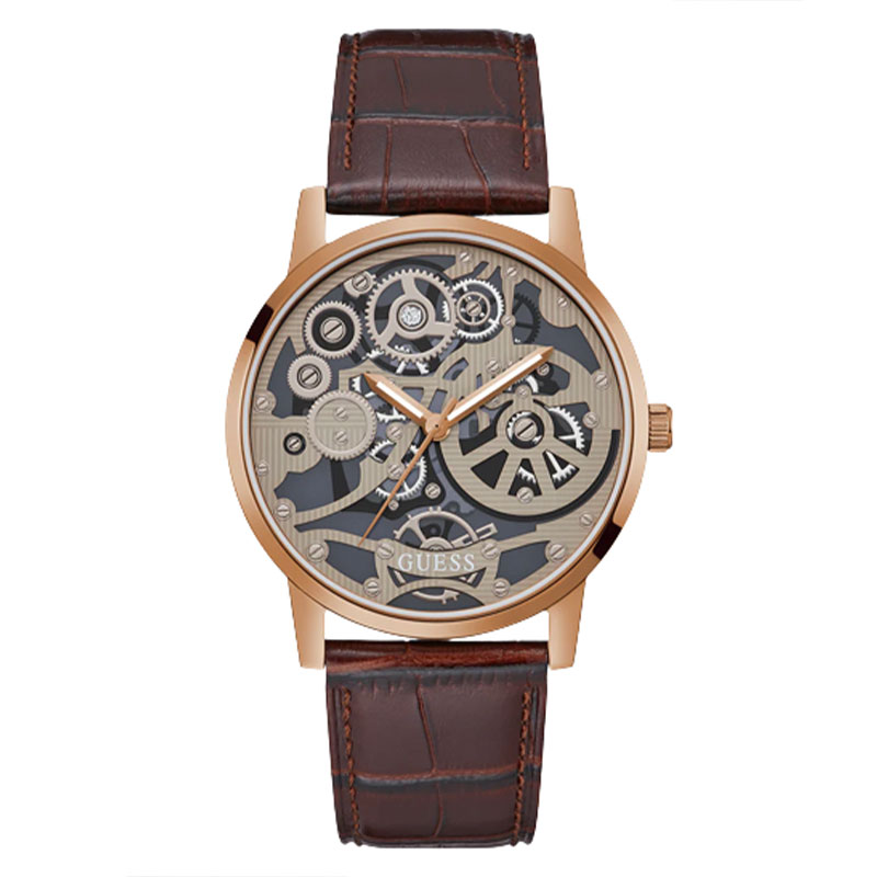 Guess Gadget Brown Dial Brown Leather Strap Watch for Men - GW0570G2 Buy Now By Guess