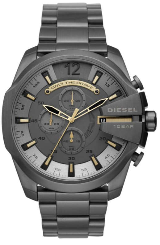 Diesel Mega Chief Chronograph Grey Dial Grey Steel Strap Watch For Men - DZ4466 Buy Now By Diesel