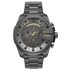 Diesel Mega Chief Chronograph Grey Dial Grey Steel Strap Watch For Men - DZ4466 Buy Now By Diesel