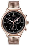 Hugo Boss Companion Chronograph Black Dial Rose Gold Steel Strap Watch For Men - 1513548 Buy Now By Hugo Boss