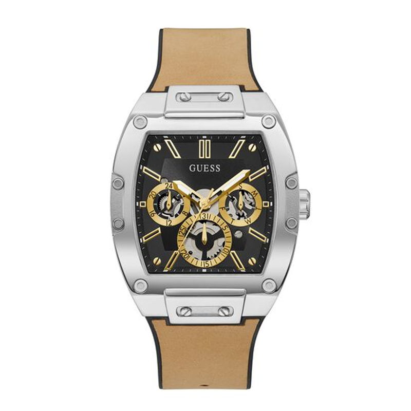 Guess Phoenix Multifunction Black Dial Brown Leather Strap Watch for Men - GW0202G3 Buy Now By Guess