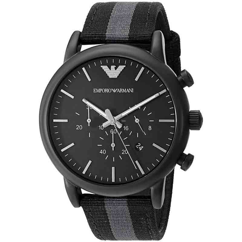 Emporio Armani Luigi Chronograph Quartz Black Dial Two Tone Nylon Strap Watch For Men - AR1948 Buy Now By Emporio Armani