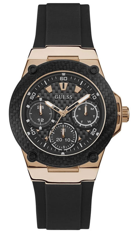 Guess Zena Chronograph Black Dial Black Rubber Strap Watch For Women - W1094L6 Buy Now By Guess