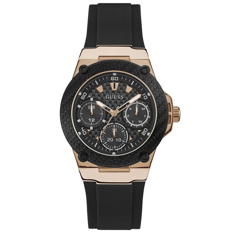 Guess Zena Chronograph Black Dial Black Rubber Strap Watch For Women - W1094L6 Buy Now By Guess