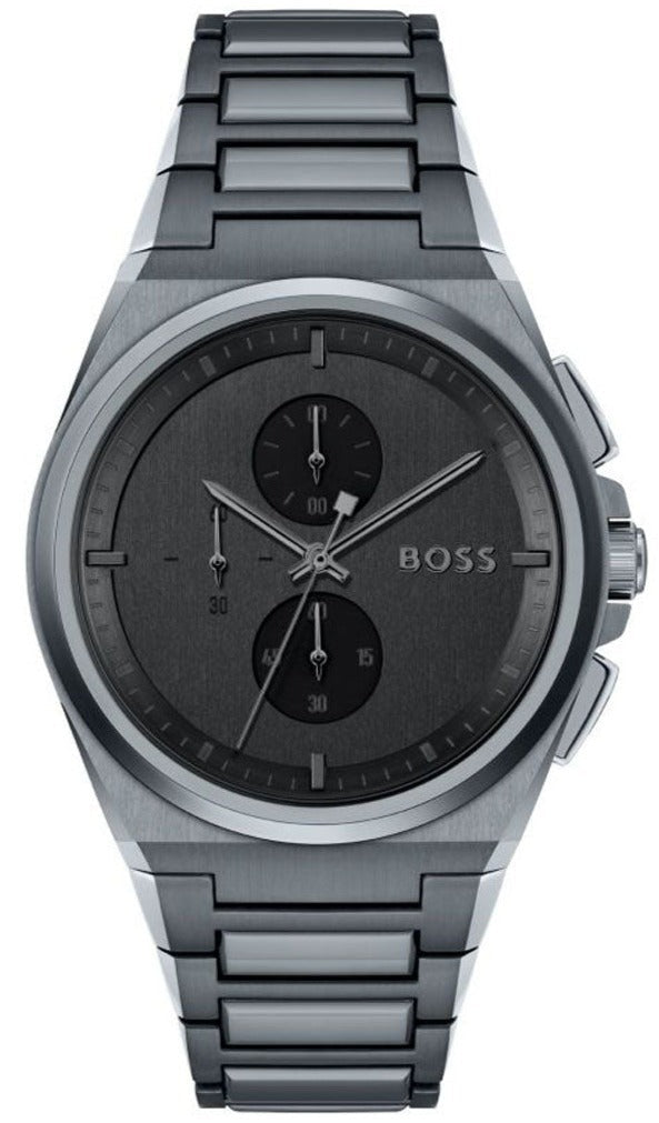 Hugo Boss Steer Chronograph Quartz Grey Dial Grey Steel Strap Watch For Men - 1513996 Buy Now By Hugo Boss