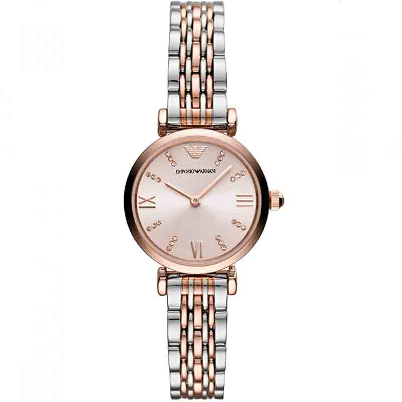 Emporio Armani Gianni T Bar Pink Dial Two Tone Steel Strap Watch For Women - AR11223 Buy Now By Emporio Armani