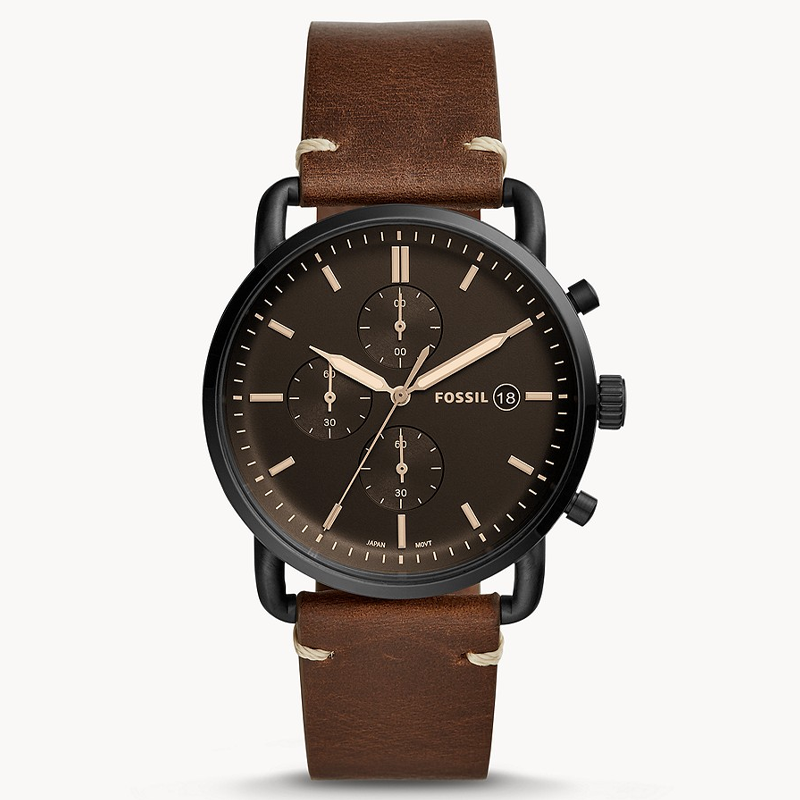 Fossil Commuter Chronograph Black Dial Brown Leather Strap Watch for Men - FS5403 Buy Now By Fossil