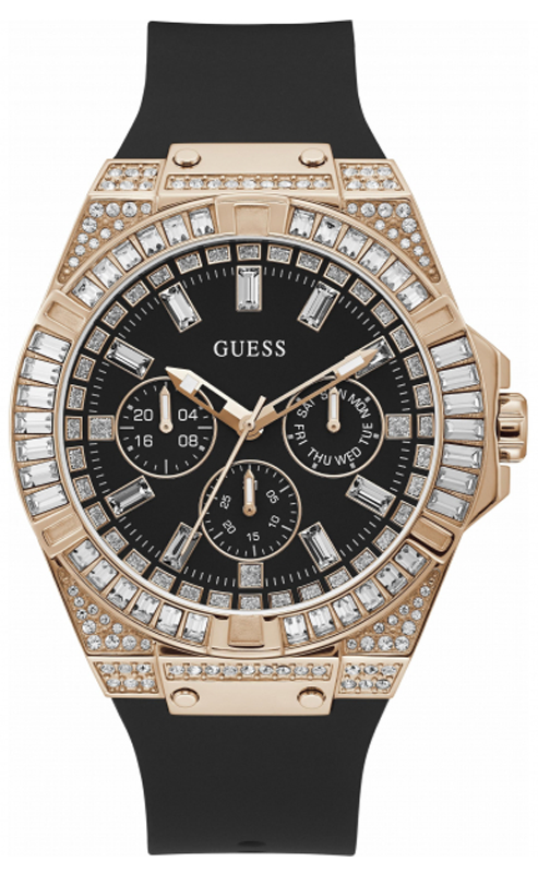 Guess Zeus Multifunction Crystals Black Dial Black Silicone Strap Watch For Men - GW0208G4 Buy Now By Guess