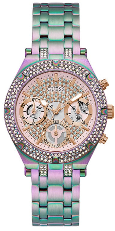 Guess Heiress Multifunction Diamonds Purple Dial Purple Steel Strap Watch for Women - GW0440L3 Buy Now By Guess