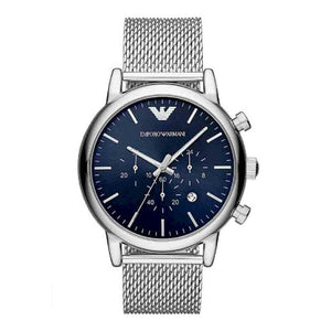 Emporio Armani Luigi Chronograph Blue Dial Silver Mesh Bracelet Watch For Men - AR80038 Buy Now By Emporio Armani
