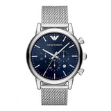 Emporio Armani Luigi Chronograph Blue Dial Silver Mesh Bracelet Watch For Men - AR80038 Buy Now By Emporio Armani
