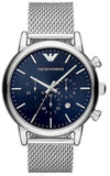 Emporio Armani Luigi Chronograph Blue Dial Silver Mesh Bracelet Watch For Men - AR80038 Buy Now By Emporio Armani
