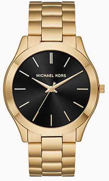 Michael Kors Slim Runway Quartz Black Dial Gold Steel Strap Watch For Men - MK8621 Buy Now By Michael Kors