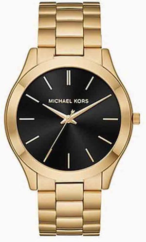 Michael Kors Slim Runway Quartz Black Dial Gold Steel Strap Watch For Men - MK8621 Buy Now By Michael Kors