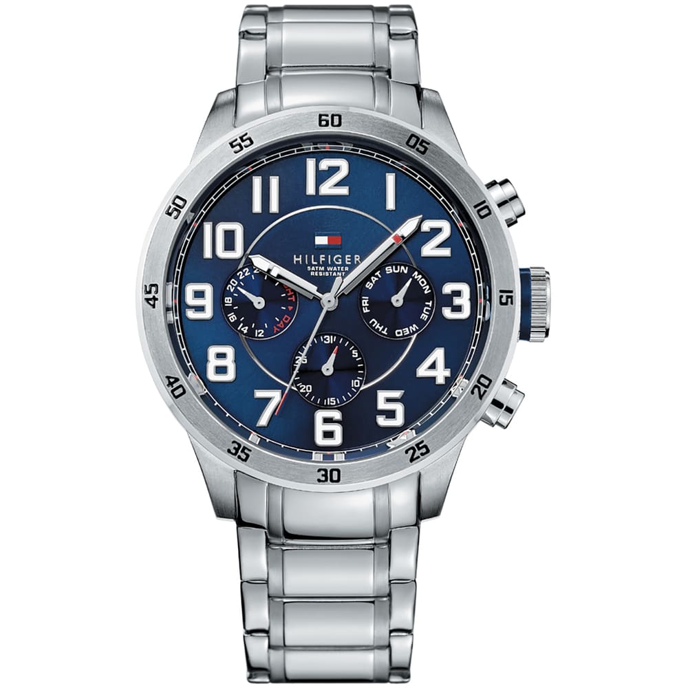 Tommy Hilfiger Trent Chronograph Blue Dial Silver Steel Strap Watch for Men - 1791053 Buy Now By Tommy Hilfiger