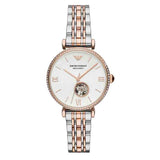 Emporio Armani Gianni T-Bar Analog White Dial Two Tone Steel Strap Watch For Women - AR60019 Buy Now By Emporio Armani