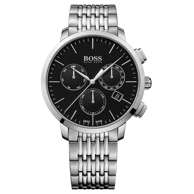 Hugo Boss Associate Black Dial Silver Steel Strap Watch for Men - 1513267 Buy Now By Hugo Boss