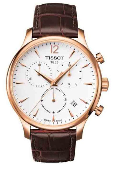 Tissot T Classic Tradition Chronograph White Dial Brown Leather Strap Watch For Men - T063.617.36.037.00 Buy Now By Tissot