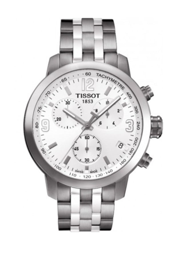 Tissot PRC 200 Chronograph White Dial Silver Steel Strap Watch For Men - T055.417.11.017.00 Buy Now By Tissot