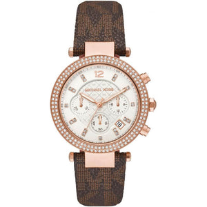 Michael Kors Parker Chronograph White Dial Brown Leather Strap Watch For Women - MK6917 Buy Now By Michael Kors
