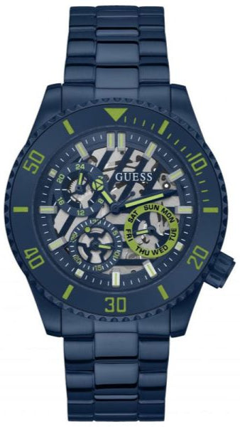 Guess Axle Multifunction Navy Blue Dial Blue Steel Strap Watch For Men - GW0488G4 Buy Now By Guess