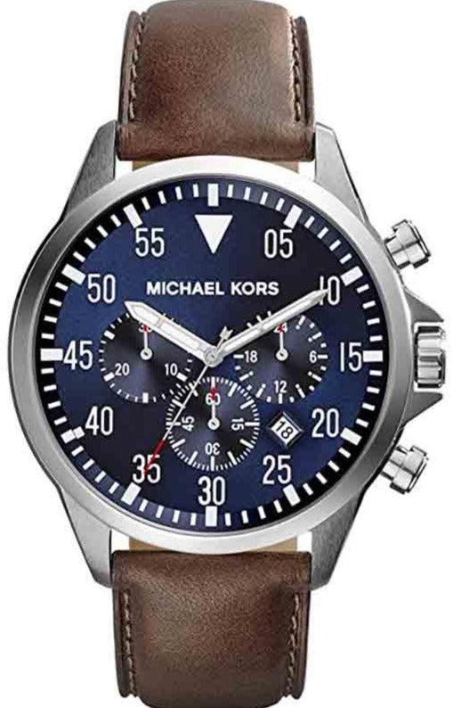 Michael Kors Gage Chronograph Blue Dial Brown Leather Strap Watch For Men - MK8362 Buy Now By Michael Kors