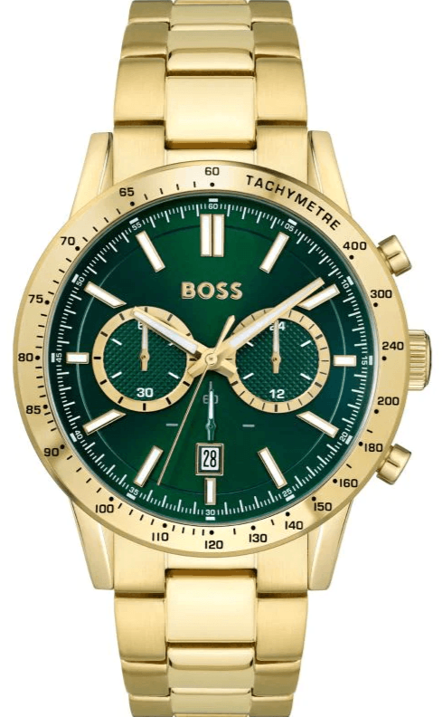 Hugo Boss Allure Chronograph Green Dial Gold Steel Strap Watch for Men - 1513923 Buy Now By Hugo Boss