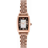 Emporio Armani Gianni T-Bar Analog Crystal Brown Dial Rose Gold Steel Strap Watch For Women - AR11407 Buy Now By Emporio Armani