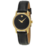 Movado Museum Black Dial Black Leather Strap Watch For Women - 2100006 Buy Now By Movado