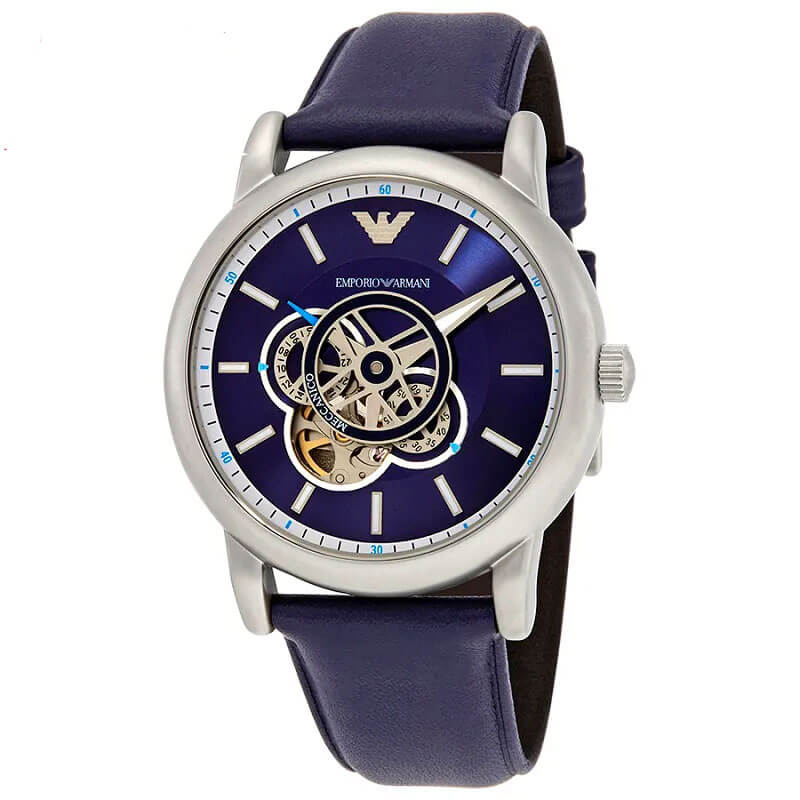 Emporio Armani Luigi Chronograph Blue Dial Black Leather Strap Watch For Men - AR60011 Buy Now By Emporio Armani