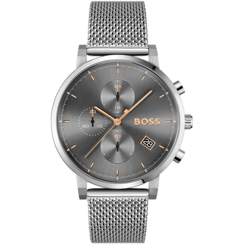 Hugo Boss Integrity Grey Dial Silver Mesh Bracelet Watch for Men - 1513807 Buy Now By Hugo Boss