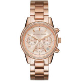 Michael Kors Ritz Chronograph Rose Gold Dial Rose Gold Steel Strap Watch for Women - MK6077 Buy Now By Michael Kors