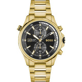 Hugo Boss Globetrotter Chronograph Black Dial Gold Steel Strap Watch for Men - 1513932 Buy Now By Hugo Boss