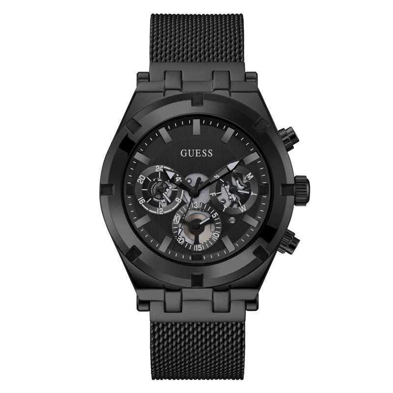 Guess Continental Chronograph Black Dial Black Mesh Strap Watch For Men - GW0582G3 Buy Now By Guess