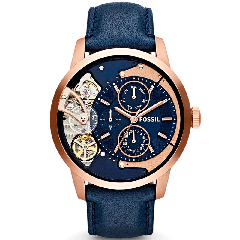 Fossil Townsman Twist Skeleton Blue Dial Blue Leather Strap Watch for Men - ME1138 Buy Now By Fossil