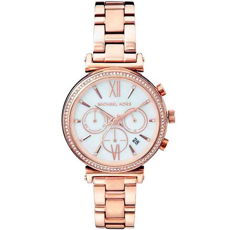 Michael Kors Sofie Chronograph Mother of Pearl White Dial Rose Gold Steel Strap Watch For Women - MK6576 Buy Now By Michael Kors