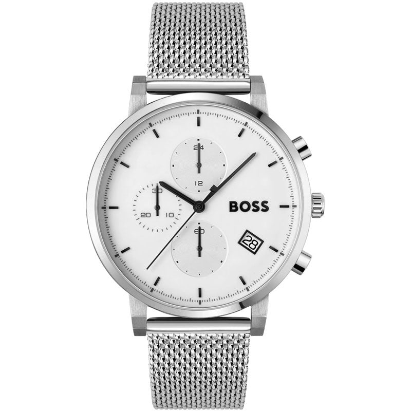 Hugo Boss Skymaster White Dial Silver Mesh Bracelet Watch for Men - 1513933 Buy Now By Hugo Boss